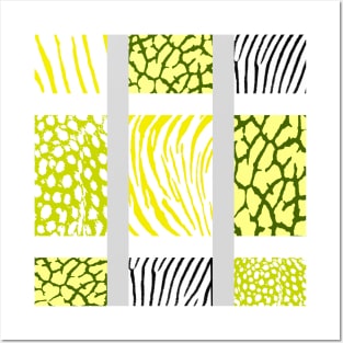 White and Yellow Mixed Animal Print Posters and Art